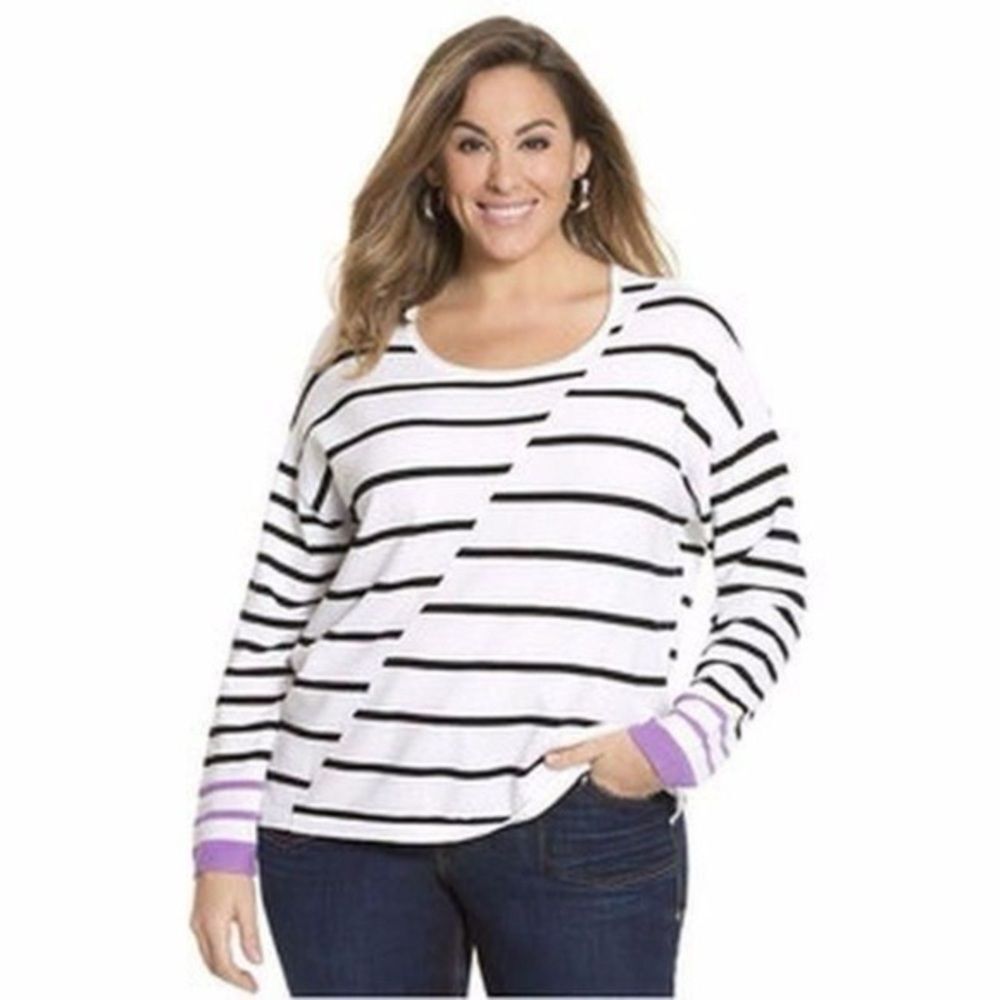 Lane Bryant Asymmetrical Zip Back Sweater w Purple Size  26/28 GUC